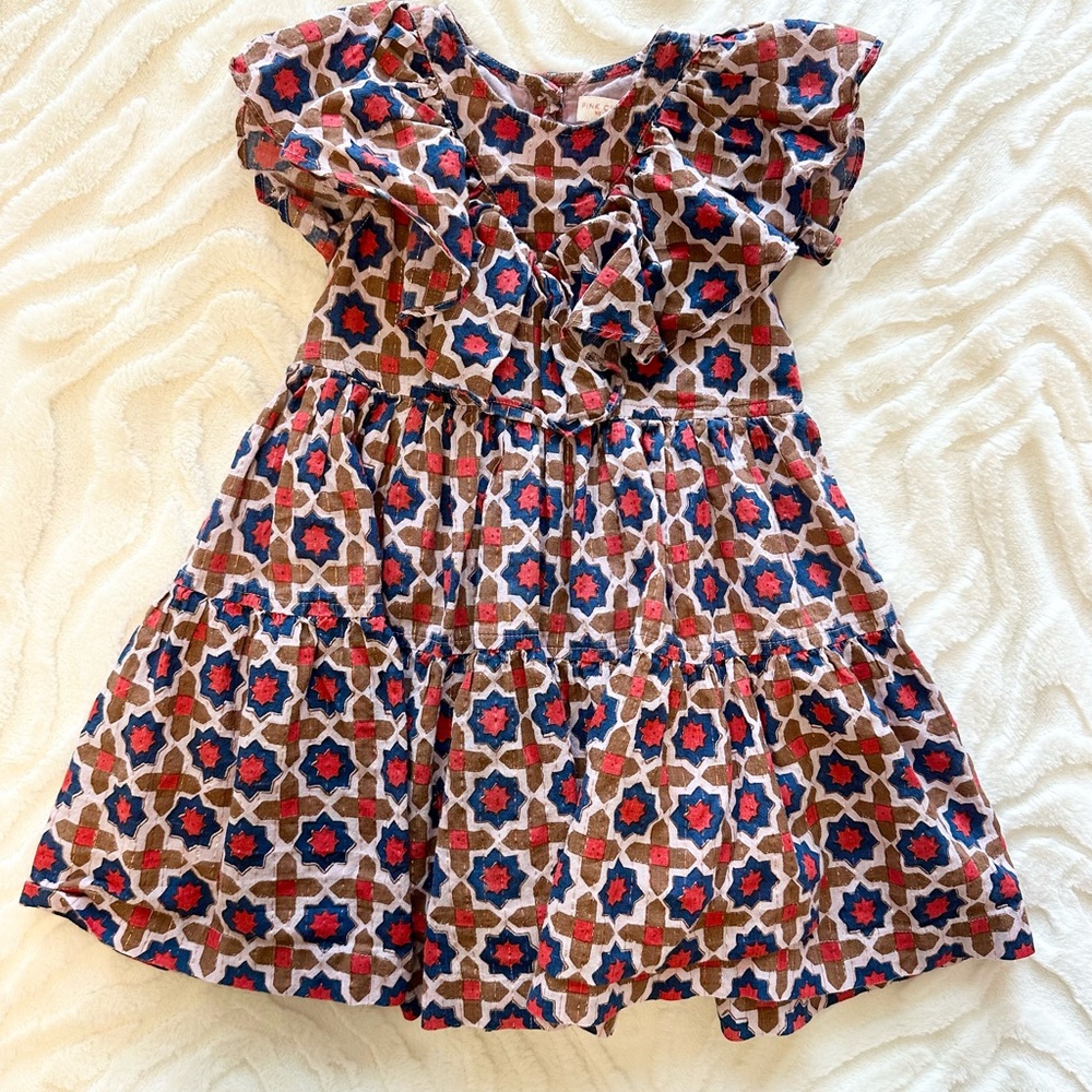 Pink Chicken Geometric Star Kids Dress